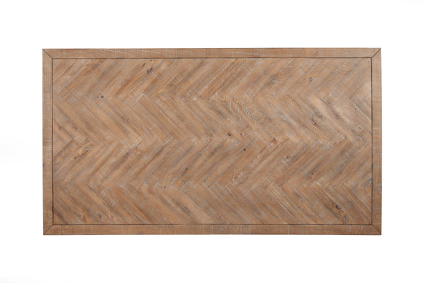 Alpine Furniture Aiden Fixed Top Dining Table 3348-01 Weathered Natural Solid Pine and Plywood 74 x 36 x 31