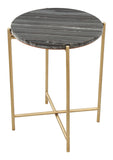 Zuo Modern David Marble, MDF, Iron Modern Commercial Grade Side Table Gray, Gold Marble, MDF, Iron