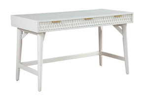 White Pearl Large Desk - Elegant Mahogany & Gold Accents with Textured Drawers, 52" x 24" x 30"