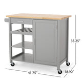 Westcliffe Contemporary Kitchen Cart with Wheels, Gray and Natural Noble House