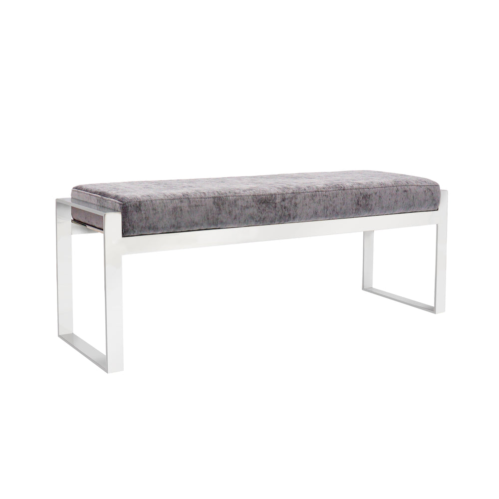 Pasargad Luxe Collection Grey Velvet Bench Y-1027-PASARGAD