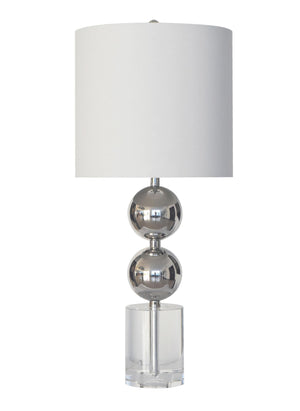 Bethel Polished Nickel Table Lamp in Metal & Crystal