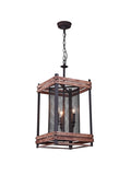 Bethel Black Chandelier in Iron & Wood