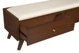 Alpine Furniture Flynn Bench, Walnut 966WAL-12 Walnut Mahogany Solids & Veneer 59 x 15 x 18.5