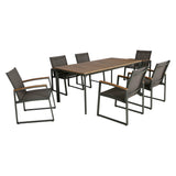 Westcott Outdoor 7 Piece Aluminum and Mesh Dining Set with Wood Top