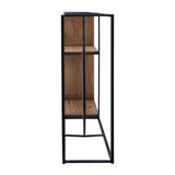 Sagebrook Home Contemporary Metal/wood 34"l Wall Shelf With Mirror, Black/brow 16879-01 Brown/black Iron