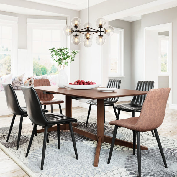 Zuo Modern Belfast Steel, Glass Modern Commercial Grade Ceiling Lamp Black, Clear Steel, Glass