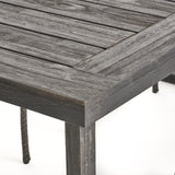 Nestor Outdoor 6-Seater Acacia Wood Dining Set, Sandblast Dark Gray and Light Gray Noble House