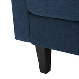 Zahra Dark Blue Fabric Sectional Couch with Storage Ottoman