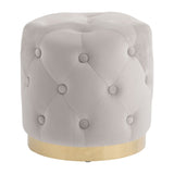 Sagebrook Home Contemporary Set of 2 -  14"/18" Tufted Storage Ottoman,  Light Grey 18093-05 Gray Mdf