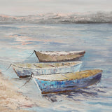 Sagebrook Home Contemporary 52x52 Handpainted Oil Canvas Boats/ocean, Multi 70138 Multi Polyester Canvas