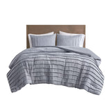 Maddox Casual 3 Piece Striated Cationic Dyed Oversized Comforter Set with Pleats