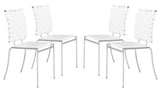 Zuo Modern Criss 100% Polyurethane, Steel Modern Commercial Grade Dining Chair Set - Set of 4 White, Chrome 100% Polyurethane, Steel