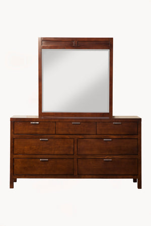 Alpine Furniture Carmel 7 Drawer Dresser, Cappuccino JR-03 Cappuccino Select Solids and Veneer 63 x 18 x 34