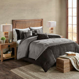 Boone Lodge/Cabin 100% Polyester Microsuede Printed Pieced With Solid Microsuede 7Pcs Comforter Set