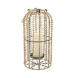 Sagebrook Home Contemporary Rattan, Set of 2 -  15/18" Hurricane Candle Holder, Nat 16470 Brown Iron