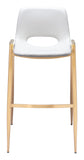 Zuo Modern Desi 100% Polyurethane, Plywood, Steel Modern Commercial Grade Barstool Set - Set of 2 White, Gold 100% Polyurethane, Plywood, Steel