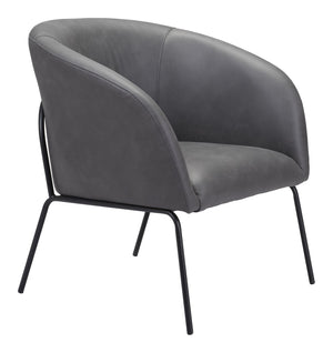 Zuo Modern Quinten 100% Polyester, Plywood, Steel Modern Commercial Grade Accent Chair Vintage Gray, Black 100% Polyester, Plywood, Steel