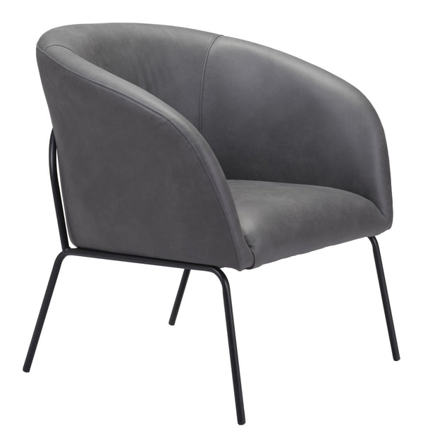 Zuo Modern Quinten 100% Polyester, Plywood, Steel Modern Commercial Grade Accent Chair Vintage Gray, Black 100% Polyester, Plywood, Steel