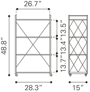 Zuo Modern Romania MDF, Steel Industrial Commercial Grade Shelf Brown, Black MDF, Steel