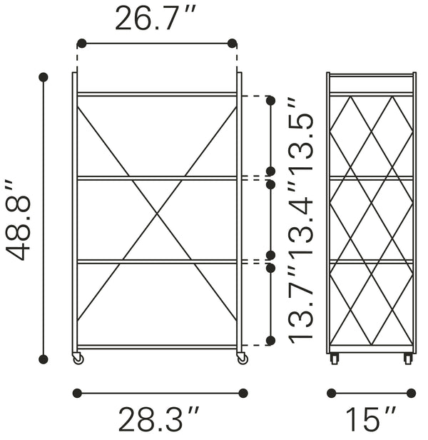 Zuo Modern Romania MDF, Steel Industrial Commercial Grade Shelf Brown, Black MDF, Steel