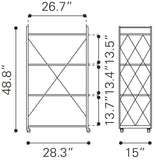 Zuo Modern Romania MDF, Steel Industrial Commercial Grade Shelf Brown, Black MDF, Steel