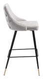Zuo Modern Piccolo 100% Polyester, Plywood, Steel Modern Commercial Grade Barstool Gray, Black, Gold 100% Polyester, Plywood, Steel