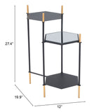 Zuo Modern William Steel, Glass Modern Commercial Grade Side Table Black, Gold Steel, Glass