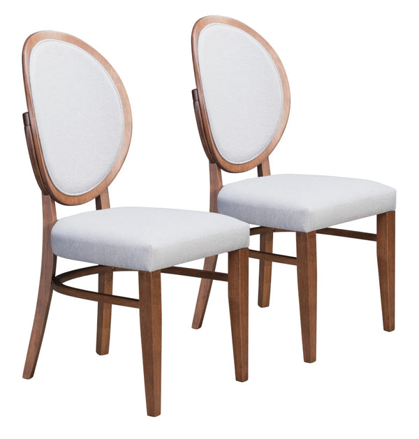 Zuo Modern Regents 100% Polyester, Rubberwood Scandinavian Commercial Grade Dining Chair Set - Set of 2 Walnut, Light Gray 100% Polyester, Rubberwood