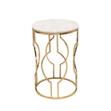 Sagebrook Home Glam Set of 2 -  Metal/marble Round Tables, Gold 15464-01 Gold Marble