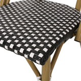 Remi Outdoor French Bistro Chairs, Black, White, and Bamboo Finish Noble House