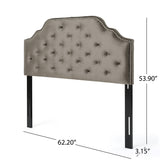 Silas Glam Velvet Full/Queen Headboard, Gray and Black Noble House