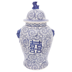 Sagebrook Home Contemporary Ceramic 24"h Vines Temple Jar, Blue 16419-01 Blue Ceramic