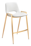 English Elm EE2703 100% Polyurethane, Plywood, Steel Modern Commercial Grade Counter Chair Set - Set of 2 White, Gold 100% Polyurethane, Plywood, Steel