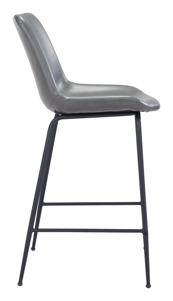 Zuo Modern Byron 100% Polyurethane, Plywood, Steel Modern Commercial Grade Counter Stool Gray, Black 100% Polyurethane, Plywood, Steel