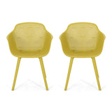 Lotus Outdoor Modern Dining Chair, Yellow Noble House