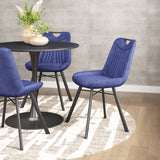 English Elm EE2866 100% Polyester, Plywood, Steel Modern Commercial Grade Dining Chair Set - Set of 2 Blue, Black 100% Polyester, Plywood, Steel