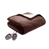Woolrich Heated Plush to Berber Casual 100% Polyester Solid Knitted Microlight Heated Blanket WR54-1754