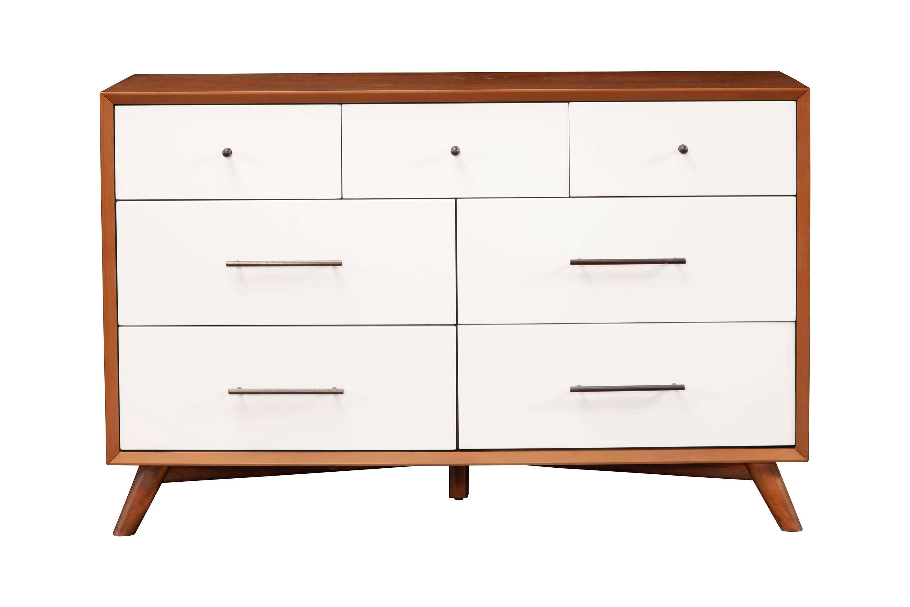 alpine furniture flynn mid century modern 7 drawer dresser Flynn Mid Century Modern 7-Drawer Dresser, Acorn 966-03