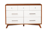 Flynn 7 Drawer Two Tone Dresser, Acorn/White