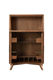 Alpine Furniture Flynn Large Bar Cabinet w/Drop Down Tray, Acorn 966-16 Acorn Mahogany Solids & Veneer 32 x 19 x 51