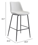 Zuo Modern Byron 100% Polyurethane, Plywood, Steel Modern Commercial Grade Barstool White, Black 100% Polyurethane, Plywood, Steel