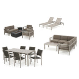 Cape Coral Outdoor Sofa and Chat Sets with A Glass Top Dining Set