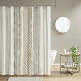 Imani Mid-Century 100% Cotton Printed Shower Curtain with Chenille