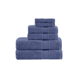Organic Modern/Contemporary 100% Cotton 6 Piece Towel Set Navy 30"W x 54"L (2)/18"W x 30"L (2)/13"W x 13" L (2)