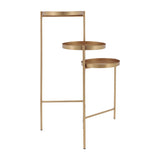 Sagebrook Home Contemporary Metal, 32"h 3-layered Plant Stand, Gold 16561-02 Gold Iron