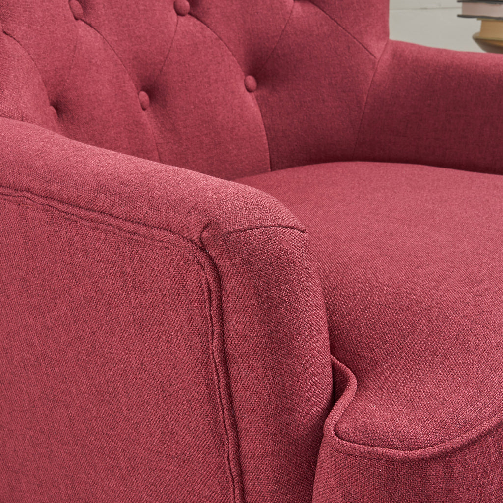 Anikki Tufted Deep Red Fabric Club Chair Noble House