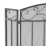 Noble House Cheswold Contemporary Three Panel Iron Firescreen, Black Silver Finish