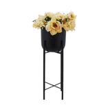 Sagebrook Home Contemporary Set of 3 -  Metal Planters On Stand 40/30/20"h, Black 14630-04 Silver Metal