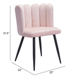 Zuo Modern Adele 100% Polyester, Plywood, Steel Modern Commercial Grade Dining Chair Set - Set of 2 Pink, Black 100% Polyester, Plywood, Steel